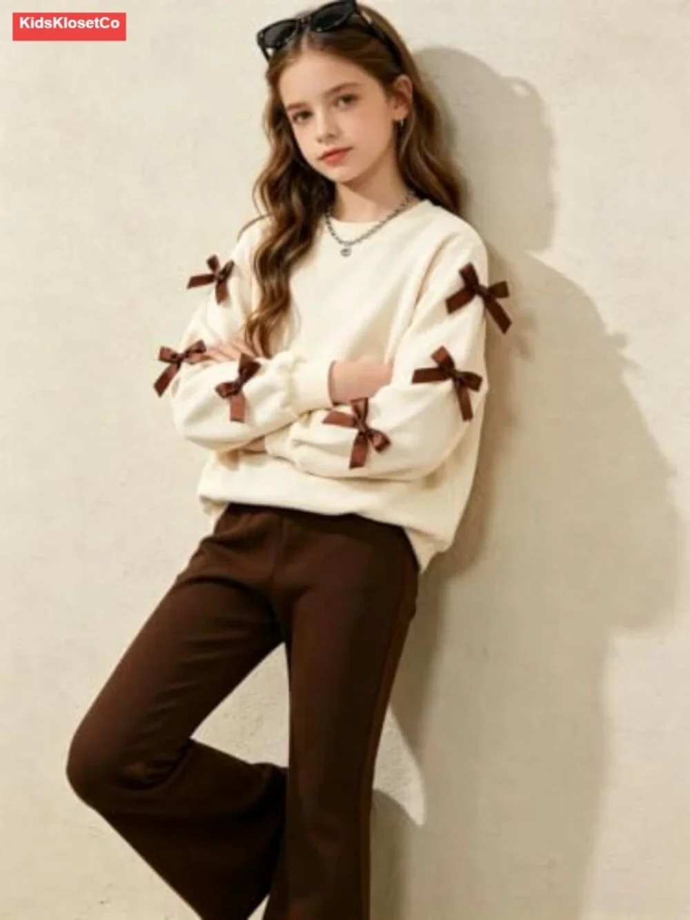 Girls 2 Piece Sweatshirt & Flare Pants Set Long Sleeve Fall Outfit Size 7-8